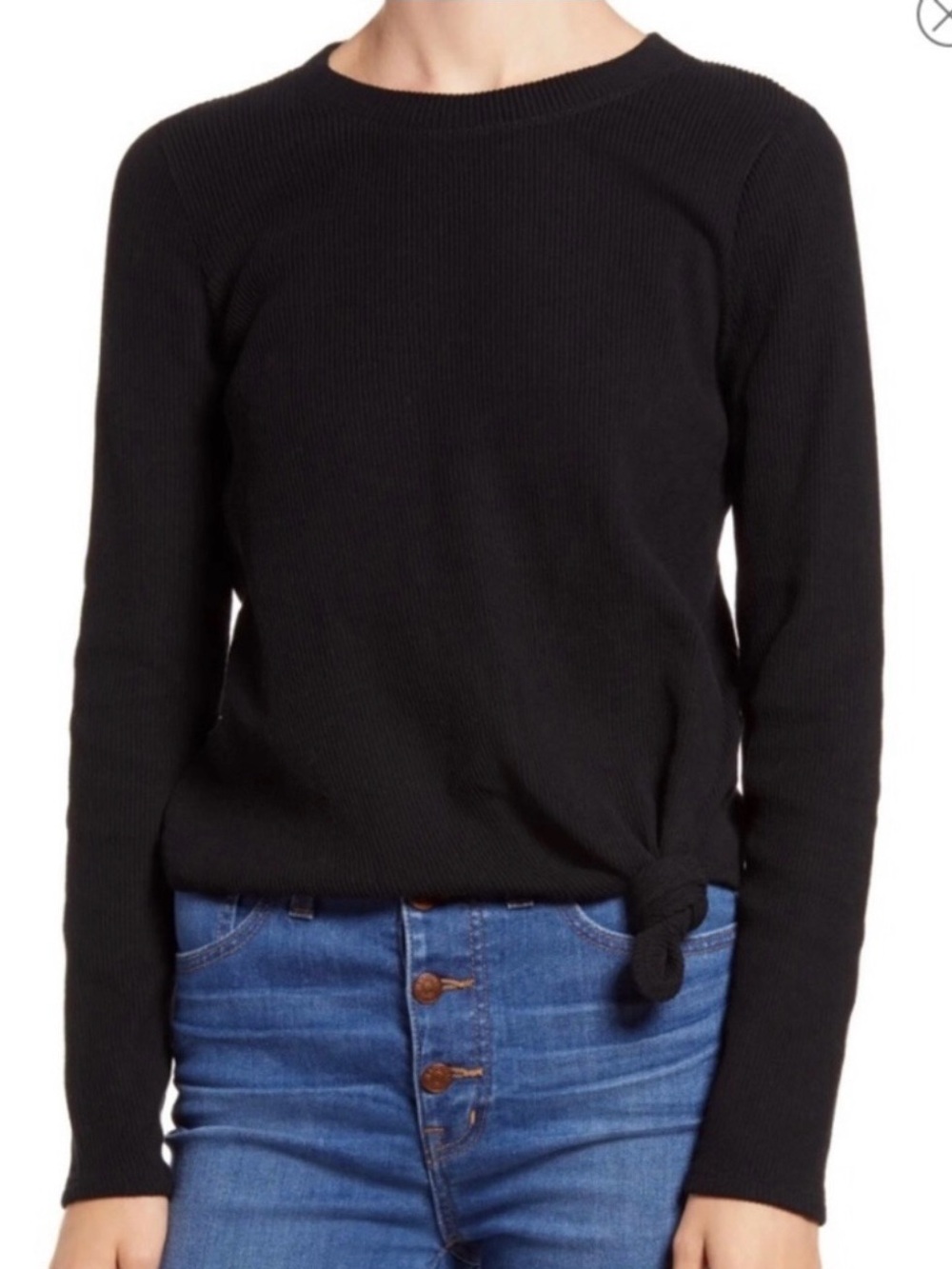 Madewell Black Crewneck Elwood Knot Front Top